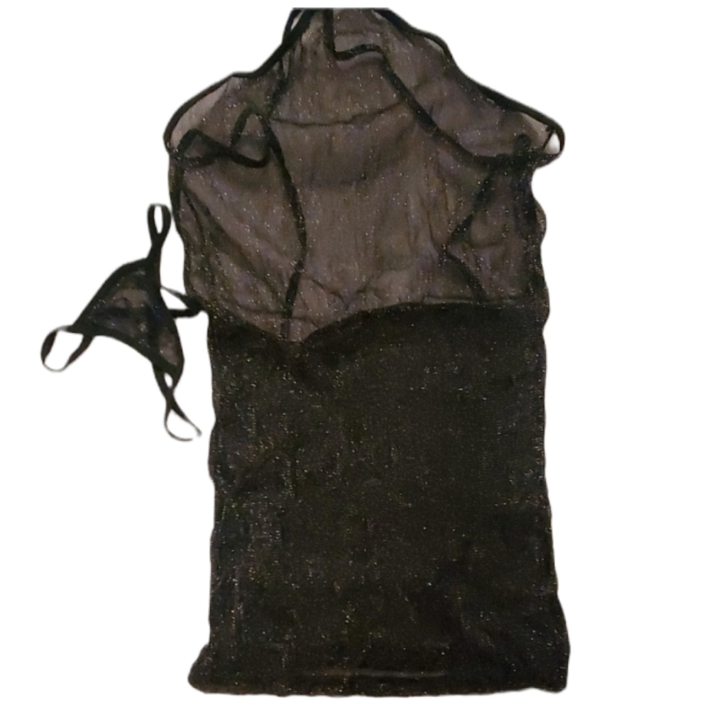 Lingerie intimates see through mini black dress os